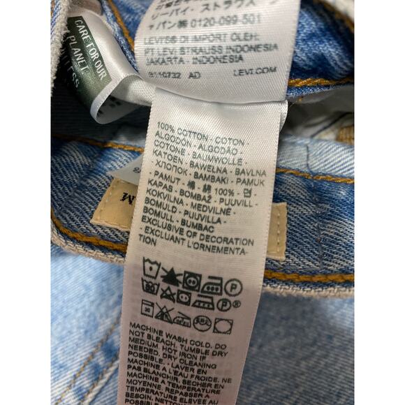 Levi's Women's Blue High Waist Frayed Raw Hem Straight Leg Denim Jeans Pants 28 - Picture 5 of 5